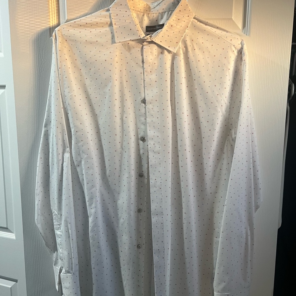 Geoffrey Beene Men's White Polka Dot button down